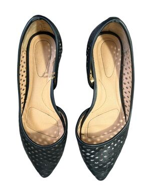 Lane Bryant Black Perforated Pointed-Toe Flats